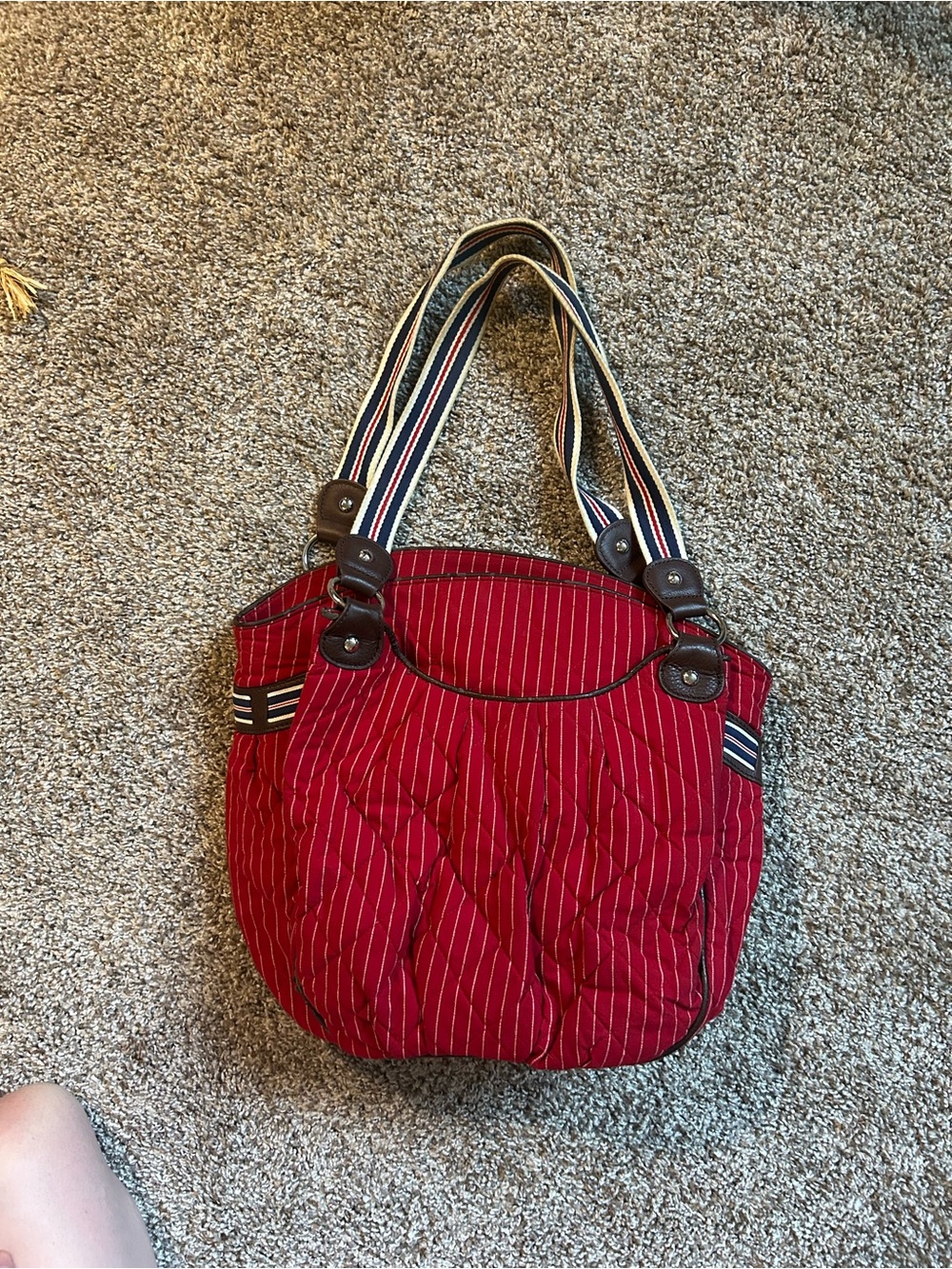 Vintage Vera Bradley Red Quilted Small Tote Shoulder Bag